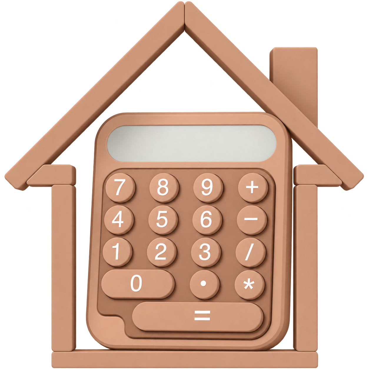 Illustration eines Haussymbols mit Taschenrechner zur Immobilienbewertung